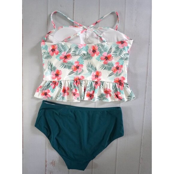 FERBIA Ruffle Peplum Tankini w/ High Waist Bottoms Swim Set - Size XL, NWOT - Picture 6 of 8